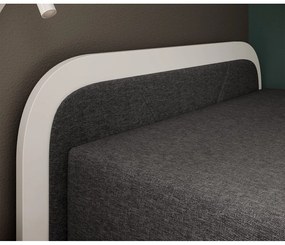 Бяло/тъмносиво единично легло 80x190 cm тапицирано/ПДЧ с място за съхранение с включен матрак Parys – ELTAP