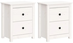 813682 vidaXL Нощни шкафчета, 2 бр, черни, 50x35x61,5 см, борово дърво масив