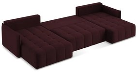 Бордо разтегателен ъглов диван с място за съхранение (U форма) Moku – Makamii