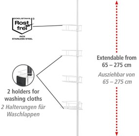 WENKO 26015100 - Ъглова полица DOLCEDO 31x230 cm неръждаема стомана/бяла