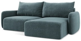 Тюркоазен разтегателен ъглов диван с място за съхранение (десен ъгъл) Kalena – Makamii