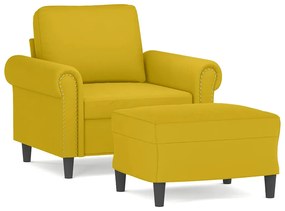 3201211 vidaXL Кресло с табуретка, жълто, 60 см, кадифе