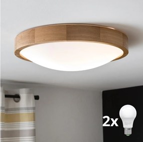 Brilagi - LED таванно осветително тяло CARVALHO SLIM 2xE27/15W/230V дъб, диаметър 37 см