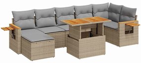 3327629 vidaXL Градински диван с възглавници, 8 части, бежов полиратан, акация