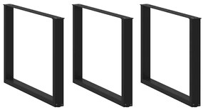 4013212 vidaXL Крака за трапезна маса, U-образни, 3 бр., черни, 100 x (72-73) см, стомана