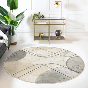 Бежов кръгъл килим подходящ за пране ø 120 cm Simple Lines – Mila Home