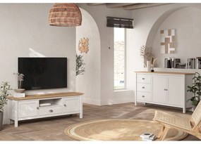 Нисък скрин от бял/естествен бор 150x80,5 cm Misti - Marckeric