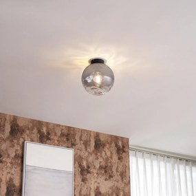 Дизайнерско таванно осветление черно с димно стъкло - Pillon