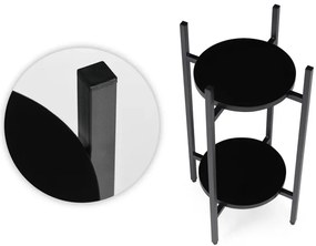 Стойка за цветя Loft - 2-етажна етажерка с кръгли черни рафтове