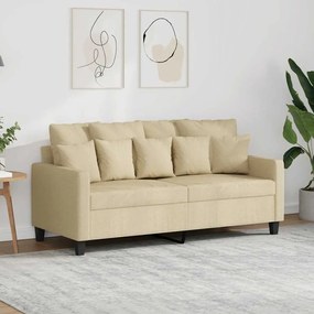 359269 vidaXL 2-местен диван, кремав, 140 см, текстил