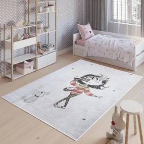 Детски килим за момичешка стая с дама и куче Ширина: 120 см | Дължина: 170 см