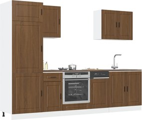 3314788 vidaXL Комплект кухненски шкафове, 7 части, "Porto", кафяв дъб, инженерна дървесина