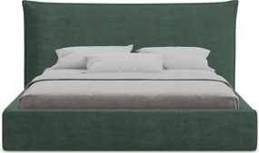 Зелено двойно легло 160x200 cm тапицирано с място за съхранение с включена подматрачна рамка Esala – Makamii
