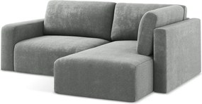 Сив шенилов сгъваем/с място за съхранение ъглов диван (десен ъгъл/L форма) Kona – Makamii