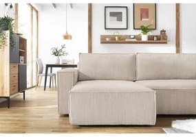 Бежов велурен U-образен разтегателен диван Nihad - Bobochic Paris