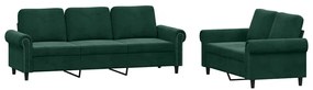 3202252 vidaXL Комплект дивани от 2 части с възглавници, тъмнозелен, кадифе