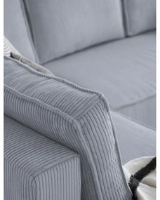 Светлосив разтегателен ъглов диван от рипсено кадифе (ляв ъгъл/"U" форма) Brave Dave – Miuform