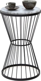 Метален - Mdf странична маса Hoffman в черен - бял мраморен ефект 35x35x58см.