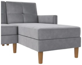 Светлосив кадифен ъглов диван Lilly – Støraa