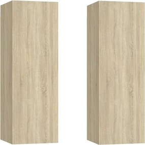 803351 vidaXL ТВ шкафове, 2 бр, дъб сонома, 30,5x30x90 см, инженерно дърво