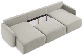 Светлосив разтегателен ъглов диван с място за съхранение Kalena – Makamii