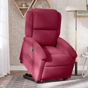 3204305 vidaXL Изправящ реклайнер стол, виненочервен, кадифе