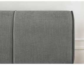 Сиво тапицирано двойно легло с място за съхранение с решетка 180x200 cm Vernon - Bobochic Paris