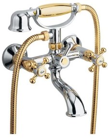 Стенна батерия за вана в лъскаво-сребрист и златист цвят (2 изхода) Antea – Sapho