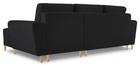 Черен разтегателен ъглов диван с място за съхранение от прежда с примки от букле (десен ъгъл) Kyoto – Cosmopolitan Design