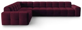 Ъглов диван от кадифе в цвят бордо (ляв ъгъл) Kendal - Micadoni Home