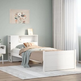 3322454 vidaXL Легло с етажерка за книги, без матрак, 100x200 см, бор масив