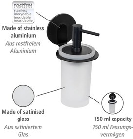 Матово черен самоносещ стъклен дозатор за сапун 150 ml Bivio - Wenko