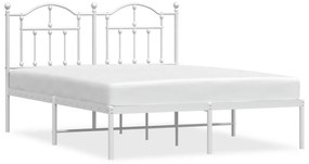 353490 vidaXL Метална рамка за легло с горна табла, бяла, 150x200 см