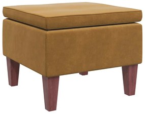 329465 vidaXL Табуретка с дървени крака, кафява, кадифе