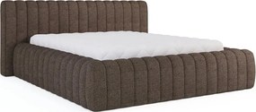 Кафяво двойно тапицирано легло с място за съхранение и включена подматрачна рамка 160x200 cm Carilla – ELTAP