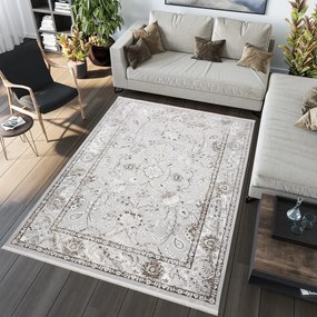 Светлобежово-сив килим с винтидж дизайн и шарки Ширина: 120 см | Дължина: 170 см