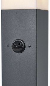 Външна лампа тъмно сива с опалово стъкло 80 см IP44 с контакт и сензор за движение - Malios