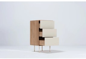 Бял/естествен висок скрин от масивен дъб 60x100 cm Fina – Gazzda