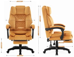 Ергономичен офис стол HC-1031 с поставка за крака - горчица жълто