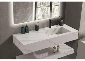 Мивка за баня PIETRA » ICL 12049/120W RIGHT, стенен монтаж, кварц, бял, 120x50x18см