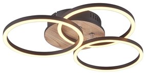 Черно-кафява LED светлина за таван 43x43 cm Circle - Trio