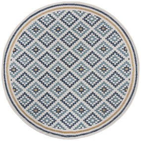 Жълто-син кръгъл килим за открито и закрито ø 160 cm Zia Trellis – Flair Rugs