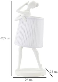 Бяла настолна лампа с текстилен абажур (височина 62,5 cm) Ballet – Mauro Ferretti