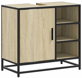 849285 vidaXL Шкаф за мивка за баня, дъб сонома, 65x33x60 см, инженерно дърво