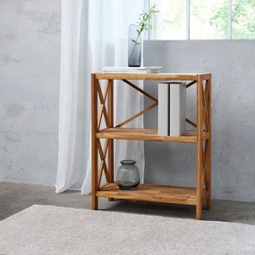 Стелаж от масивен дъб в естествен цвят 70x87 cm X-Shelf – Unique Furniture