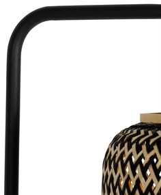 Ориенталска подова лампа бамбук с черен цвят - Yvonne