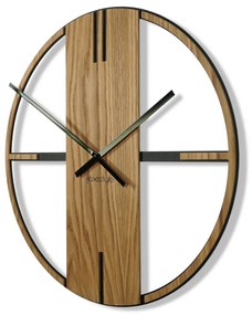 Дървен стенен часовник 50 см Уникален - дъб
