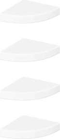 323888 vidaXL Плаващи ъглови рафтове, 4 бр., бяло, гланц, 25x25x3,8 см, MDF