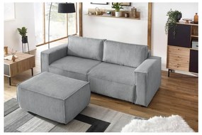 Светлосива табуретка от велур Nihad - Bobochic Paris