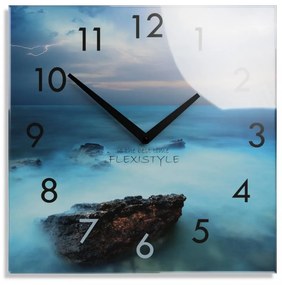 Декоративен стъклен часовник с океански мотив, 30 см
